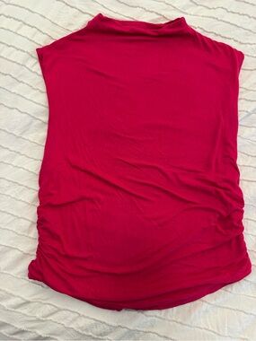 A New Day Women's Sleeveless Ruched mock neck Tank Top - Hot Pink